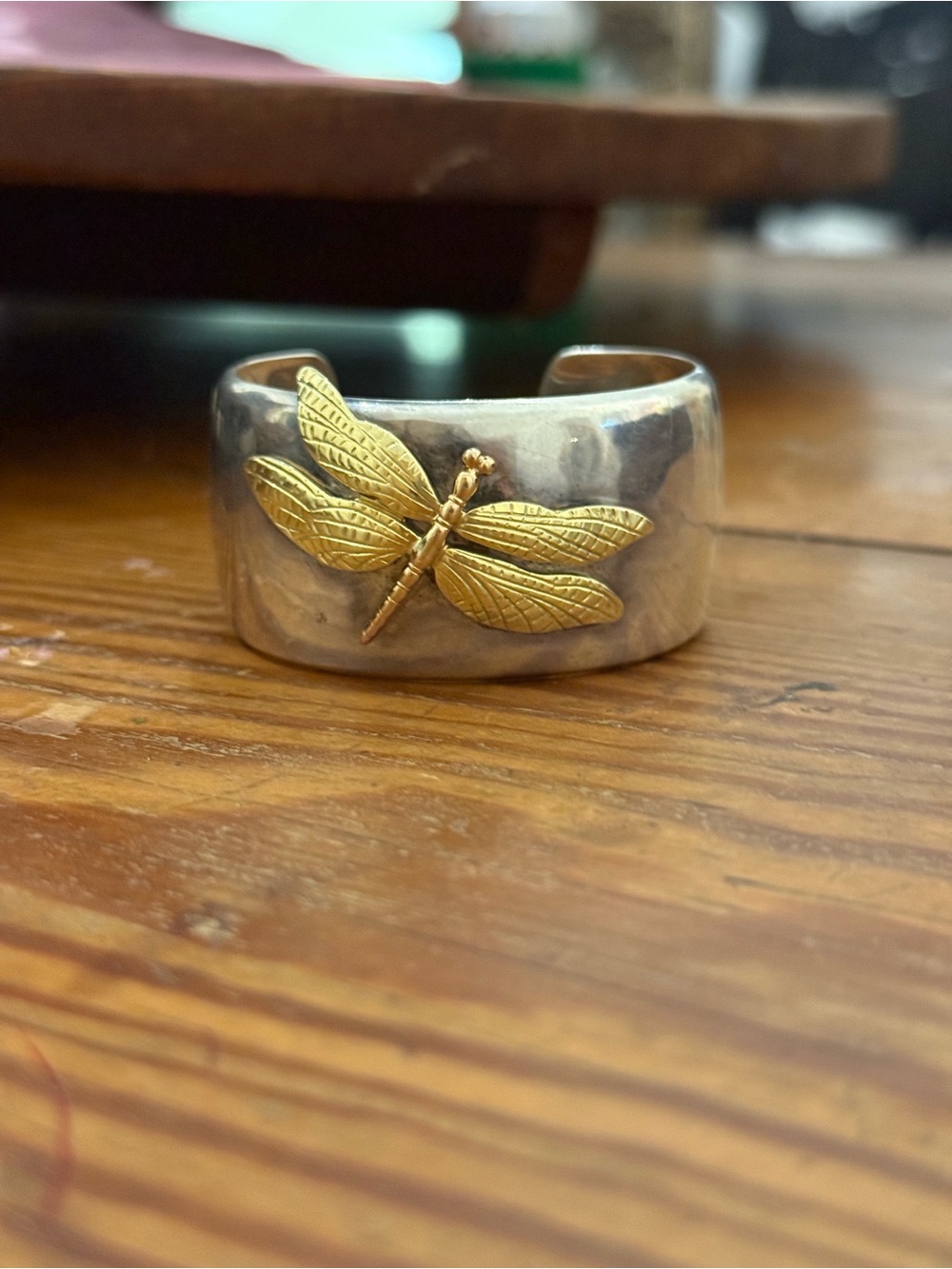 Tiffany & Co. Sterling Cuff Bracelet with 18K + Rose Gold Dragonfly Accent